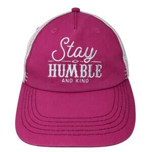 Stay Humble And Kind Strapback Baseball Cap Pink One Size Cotton Grace & Truth